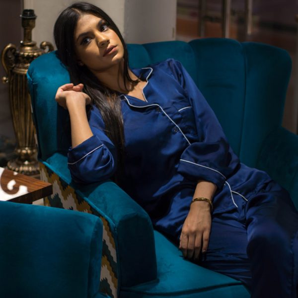 Made with premium quality silk fabric, this pajama set includes a button down collared shirt and straight leg pajamas. Breathable fabric, great color and eye catching print makes this an essential for your loungewear collection.